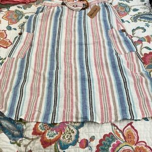 Marissa Olivia striped skirt with side pockets, NWT, SZ M, linen/rayon